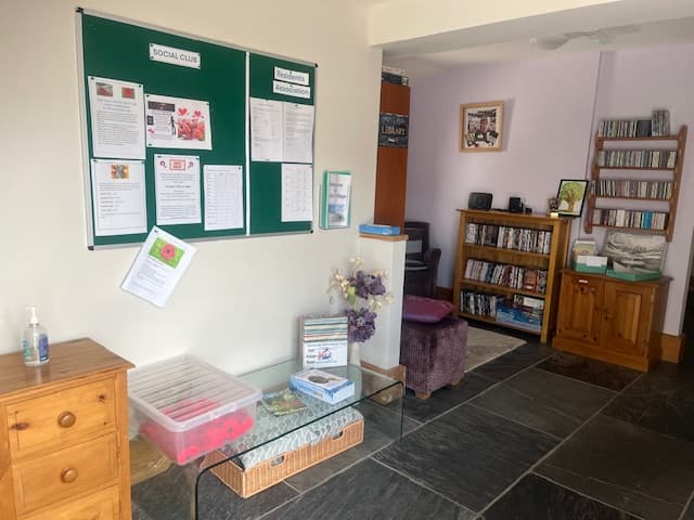 The clubhouse reception area