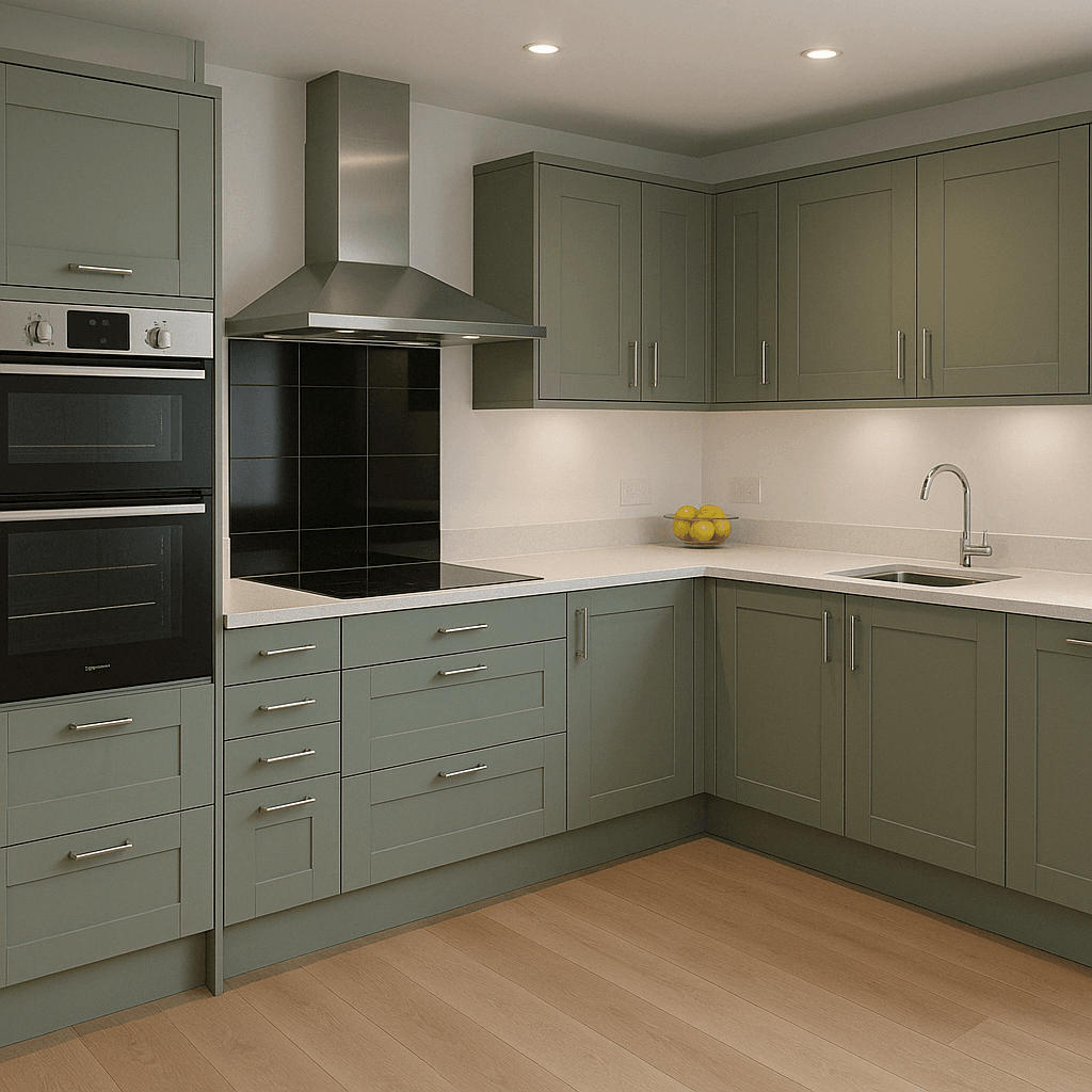 Caple Roma cabinet finish in Fern green